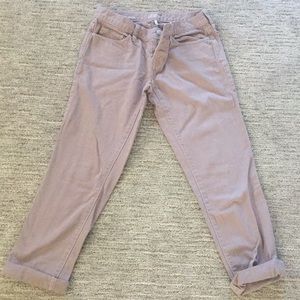Khaki colored boyfriend jeans
